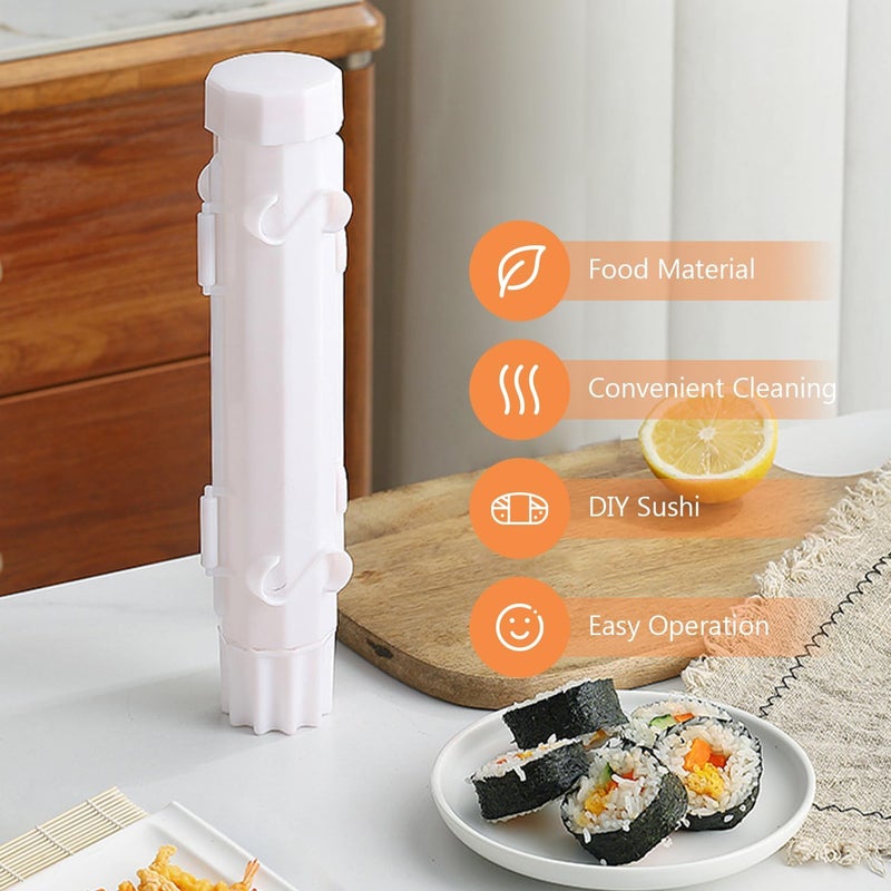 EQUNROY Sushi Making Kit,Sushi Roller,Sushi Maker,Sushi Kit,Perfect for Crafting Sushi Roller with Rice,Vegetables,and Meat,Ideal Diy Sushi Tool Set for Beginners and Enthusiasts(White) - Image 5